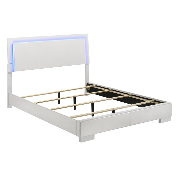 Felicity Panel Bed with LED Lighting Glossy White