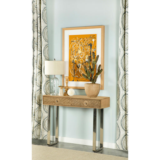 Draco Console Table with Hand Carved Drawers Natural image