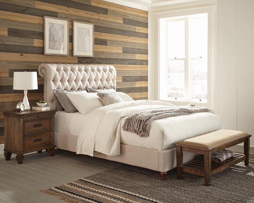 Devon Tufted Upholstered Bed Beige